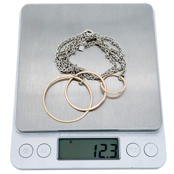 Limbo Sterling Silver 925 Gold Fill "Cadena Grow" Hoop Necklace 17" - Picture 5 of 5